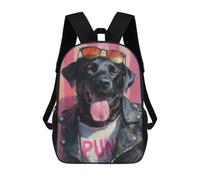 sinyumoney Sac À Dos Imprimé En 3D Stylish Black Dog Punk Fashion Sacs D'école Pour Enfants, Sacs À Dos Grande Capacité Pour Les Voyages, Sacs À Livres Tendance, Sac À Dos Garçon Fille 17inch
