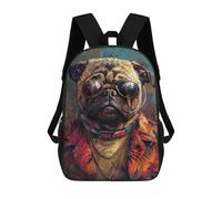 sinyumoney Sac À Dos Imprimé En 3D Stylish Pug with Sunglasses Sacs D'école Pour Enfants, Sacs À Dos Grande Capacité Pour Les Voyages, Sacs À Livres Tendance, Sac À Dos Garçon Fille 17inch