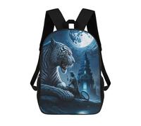 sinyumoney Sac À Dos Imprimé En 3D Tiger And Sorceress Under The Moon Sacs D'école Pour Enfants, Sacs À Livres, Sac À Dos De Voyage Léger, Sac D'école Pour Garçons Et Filles, Élèves Du Collège 17inch