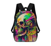 sinyumoney Sac À Dos Imprimé En 3D Vibrant Skull Graffiti Art Sacs D'école Pour Enfants, Sacs À Livres, Sac À Dos De Voyage Léger, Sac D'école Pour Garçons Et Filles, Élèves Du Collège 17inch