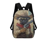sinyumoney Sac À Dos Imprimé En 3D Western Pug Cowboy Art Print-2 Sacs D'école Pour Enfants, Sacs À Dos Grande Capacité Pour Les Voyages, Sacs À Livres Tendance, Sac À Dos Garçon Fille 17inch