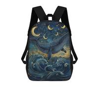 sinyumoney Sac À Dos Imprimé En 3D Whale Dreams in Moonlight-1 Sacs D'école Pour Enfants, Sacs À Livres, Sac À Dos De Voyage Léger, Sac D'école Pour Garçons Et Filles, Élèves Du Collège 17inch