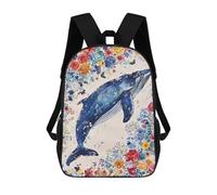 sinyumoney Sac À Dos Imprimé En 3D Whale Floral Fantasy Art Print Sacs D'école Pour Enfants, Sacs À Dos Grande Capacité Pour Les Voyages, Sacs À Livres Tendance, Sac À Dos Garçon Fille 17inch