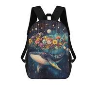 sinyumoney Sac À Dos Imprimé En 3D Whale with Flowers in Space-4 Sacs D'école Pour Enfants, Sacs À Livres, Sac À Dos De Voyage Léger, Sac D'école Pour Garçons Et Filles, Élèves Du Collège 17inch