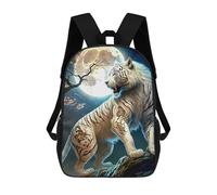 sinyumoney Sac À Dos Imprimé En 3D White Tiger Moonlit Fantasy Sacs D'école Pour Enfants, Sacs À Livres, Sac À Dos De Voyage Léger, Sac D'école Pour Garçons Et Filles, Élèves Du Collège 17inch