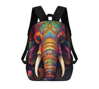 sinyumoney Sac à dos magique en forme de chouette cosmique avec impression 3D - Sac d'école décontracté pour enfants - Pour garçons et étudiants, Œuvre d'art éléphant colorée-29, 17"