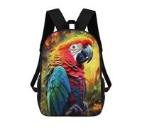 sinyumoney Sac à dos motif dauphin dans les eaux étoilées pour garçons et filles, sac à dos de sport, sac à dos élémentaire primaire grande capacité, Portrait d'ara coloré, 17"