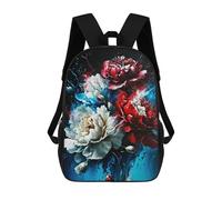 sinyumoney Sac à dos pour enfant Chat Looking at The Moon Sac à dos d'écolier Sac à dos garçon Sac de voyage Sac d'école Sac d'école Sac à livres et de papeterie Sacs d'école, Aquarelle Flowers Paint