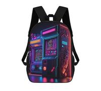 sinyumoney Sac à dos pour enfant Magical Fox Portrait pour garçons et filles, sac à dos pour enfants, sac à dos de voyage, sac à dos d'école pour adolescents, Neon Arcade Machines, 17"