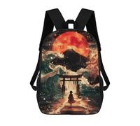 sinyumoney Sac à dos pour enfant - Motif calamar en peinture - Sac d'école 3D - Sac à dos tendance avec poche, Paysage de rêve japonais, 17"