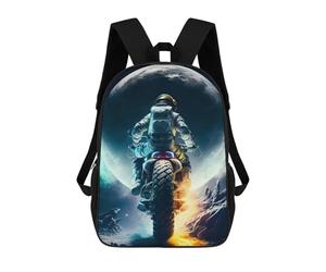 sinyumoney Sac À Dos Pour Enfants, Astronaut Motorcycle Moon Sac D'école Grande Capacité Pour Élèves, Sacs À Dos Pour Garçons, Filles, Adultes Et Adolescents 17inch