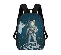 sinyumoney Sac À Dos Pour Enfants, Astronaut on The Moon with Flag Sac D'école Grande Capacité Pour Élèves, Sacs À Dos Pour Garçons, Filles, Adultes Et Adolescents 17inch