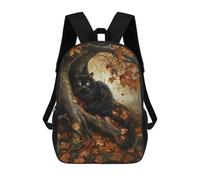 sinyumoney Sac À Dos Pour Enfants Autumn Leaves Black Cat Garçons Et Filles, Sac À Dos De Voyage Pour Adolescents 17inch