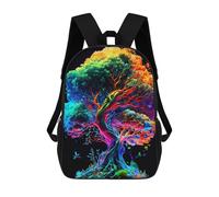 sinyumoney Sac à dos pour enfants avec impression artistique de crânes colorés - Sac à dos d'école pour adultes et enfants, Arbre fantaisie coloré -3, 17"