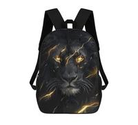 sinyumoney Sac À Dos Pour Enfants, Black And Gold Lion Sac D'école Grande Capacité Pour Élèves, Sacs À Dos Pour Garçons, Filles, Adultes Et Adolescents 17inch