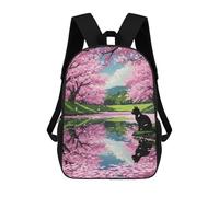 sinyumoney Sac À Dos Pour Enfants, Black Cat Under Cherry Blossom Trees Sac D'école Grande Capacité Pour Élèves, Sacs À Dos Pour Garçons, Filles, Adultes Et Adolescents 17inch