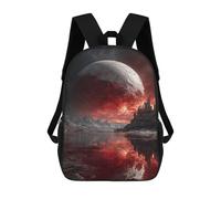 sinyumoney Sac À Dos Pour Enfants, Blood Moon Over Alien Cityscape Sac D'école Grande Capacité Pour Élèves, Sacs À Dos Pour Garçons, Filles, Adultes Et Adolescents 17inch