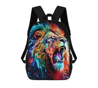sinyumoney Sac à dos pour enfants, cartable Motif léopard coloré - 1 grand sac à dos pour étudiants, garçons, filles, adultes et adolescents, Œuvre d'art colorée Lion Roar -3, 17"