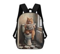 sinyumoney Sac À Dos Pour Enfants, Cat Reading Newspaper on Toilet-9 Sac D'école Grande Capacité Pour Élèves, Sacs À Dos Pour Garçons, Filles, Adultes Et Adolescents 17inch