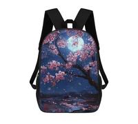 sinyumoney Sac À Dos Pour Enfants, Cherry Blossom Moon Night-4 Sac D'école Grande Capacité Pour Élèves, Sacs À Dos Pour Garçons, Filles, Adultes Et Adolescents 17inch