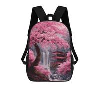 sinyumoney Sac À Dos Pour Enfants, Cherry Blossom Waterfall Pagoda Scene-1 Sac D'école Grande Capacité Pour Élèves, Sacs À Dos Pour Garçons, Filles, Adultes Et Adolescents 17inch