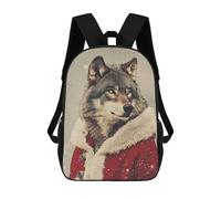 sinyumoney Sac À Dos Pour Enfants, Christmas Wolf Santa Costume Sac D'école Grande Capacité Pour Élèves, Sacs À Dos Pour Garçons, Filles, Adultes Et Adolescents 17inch