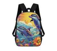 sinyumoney Sac À Dos Pour Enfants, Colorful Dolphins Underwater Scene Sac D'école Grande Capacité Pour Élèves, Sacs À Dos Pour Garçons, Filles, Adultes Et Adolescents 17inch