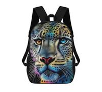 sinyumoney Sac À Dos Pour Enfants, Colorful Leopard Portrait-9 Sac D'école Grande Capacité Pour Élèves, Sacs À Dos Pour Garçons, Filles, Adultes Et Adolescents 17inch
