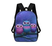 sinyumoney Sac À Dos Pour Enfants, Colorful Owl Trio Night Scene Sac D'école Grande Capacité Pour Élèves, Sacs À Dos Pour Garçons, Filles, Adultes Et Adolescents 17inch