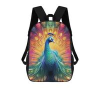 sinyumoney Sac À Dos Pour Enfants, Colorful Peacock Artwork-21 Sac D'école Grande Capacité Pour Élèves, Sacs À Dos Pour Garçons, Filles, Adultes Et Adolescents 17inch