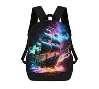 sinyumoney Sac À Dos Pour Enfants, Colorful Sailing Ship Fantasy -1 Sac D'école Grande Capacité Pour Élèves, Sacs À Dos Pour Garçons, Filles, Adultes Et Adolescents 17inch