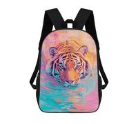 sinyumoney Sac À Dos Pour Enfants, Colorful Tiger Painting Artwork-1 Sac D'école Grande Capacité Pour Élèves, Sacs À Dos Pour Garçons, Filles, Adultes Et Adolescents 17inch