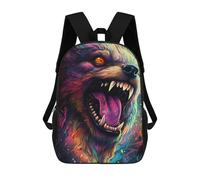 sinyumoney Sac À Dos Pour Enfants Colorful Wolf Artwork Garçons Et Filles, Sac À Dos De Voyage Pour Adolescents 17inch
