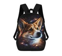 sinyumoney Sac À Dos Pour Enfants, Cosmic Corgi Portrait-26 Sac D'école Grande Capacité Pour Élèves, Sacs À Dos Pour Garçons, Filles, Adultes Et Adolescents 17inch