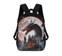 sinyumoney Sac À Dos Pour Enfants, Dragon Castle Under Full Moon Sac D'école Grande Capacité Pour Élèves, Sacs À Dos Pour Garçons, Filles, Adultes Et Adolescents 17inch