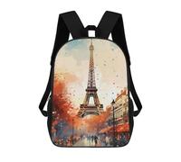 sinyumoney Sac À Dos Pour Enfants Eiffel Tower Paris Art Print Garçons Et Filles, Sac À Dos De Voyage Pour Adolescents 17inch