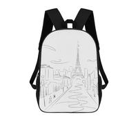 sinyumoney Sac À Dos Pour Enfants Eiffel Tower Sketch Garçons Et Filles, Sac À Dos De Voyage Pour Adolescents 17inch