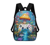 sinyumoney Sac À Dos Pour Enfants Fantasy Mushroom Forest with Game Controller -2 Garçons Et Filles, Sac À Dos De Voyage Pour Adolescents 17inch