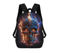 sinyumoney Sac À Dos Pour Enfants Flaming Skull Artwork Garçons Et Filles, Sac À Dos De Voyage Pour Adolescents 17inch