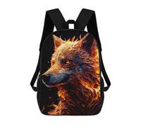 sinyumoney Sac À Dos Pour Enfants, Flaming Wolf Artwork Sac D'école Grande Capacité Pour Élèves, Sacs À Dos Pour Garçons, Filles, Adultes Et Adolescents 17inch