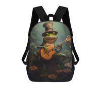sinyumoney Sac À Dos Pour Enfants Frog Playing Guitar Garçons Et Filles, Sac À Dos De Voyage Pour Adolescents 17inch