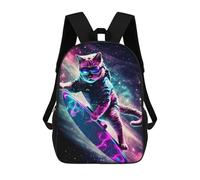 sinyumoney Sac À Dos Pour Enfants Galactic Cat Surfer Garçons Et Filles, Sac À Dos De Voyage Pour Adolescents 17inch