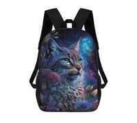 sinyumoney Sac À Dos Pour Enfants, Galactic Lynx Celestial Feline Artwork Sac D'école Grande Capacité Pour Élèves, Sacs À Dos Pour Garçons, Filles, Adultes Et Adolescents 17inch