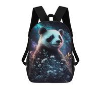 sinyumoney Sac À Dos Pour Enfants Galactic Panda with Flowers Garçons Et Filles, Sac À Dos De Voyage Pour Adolescents 17inch