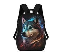 sinyumoney Sac À Dos Pour Enfants, Galactic Wolf Portrait -41 Sac D'école Grande Capacité Pour Élèves, Sacs À Dos Pour Garçons, Filles, Adultes Et Adolescents 17inch