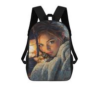 sinyumoney Sac À Dos Pour Enfants, Girl with Cat Painting Sac D'école Grande Capacité Pour Élèves, Sacs À Dos Pour Garçons, Filles, Adultes Et Adolescents 17inch