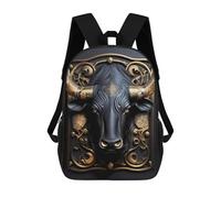 sinyumoney Sac À Dos Pour Enfants, Golden Bull Portrait-2 Sac D'école Grande Capacité Pour Élèves, Sacs À Dos Pour Garçons, Filles, Adultes Et Adolescents 17inch