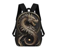 sinyumoney Sac À Dos Pour Enfants, Golden Dragon Artwork Sac D'école Grande Capacité Pour Élèves, Sacs À Dos Pour Garçons, Filles, Adultes Et Adolescents 17inch