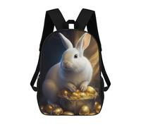 sinyumoney Sac À Dos Pour Enfants, Golden Egg Basket with Bunny Sac D'école Grande Capacité Pour Élèves, Sacs À Dos Pour Garçons, Filles, Adultes Et Adolescents 17inch