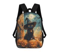 sinyumoney Sac À Dos Pour Enfants, Halloween Black Cat with Pumpkins Sac D'école Grande Capacité Pour Élèves, Sacs À Dos Pour Garçons, Filles, Adultes Et Adolescents 17inch